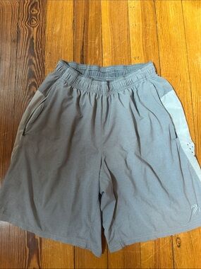 New Balance x J. CREW light grey striped athletic shorts